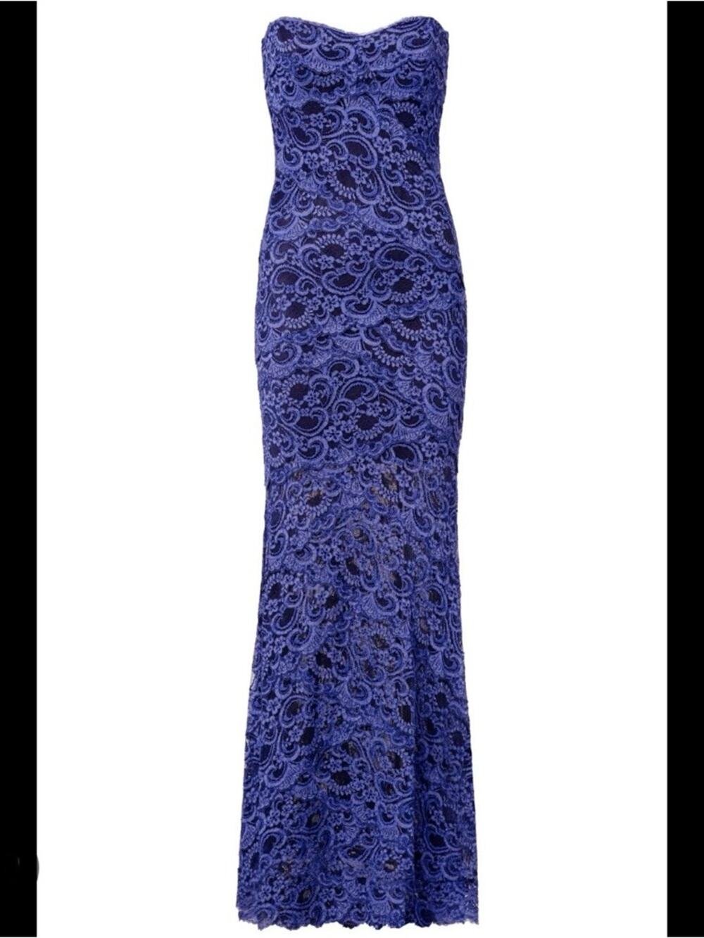 Nicole Miller Living a Dream Strapless Maxi Lace Overlay Gown, Size 4